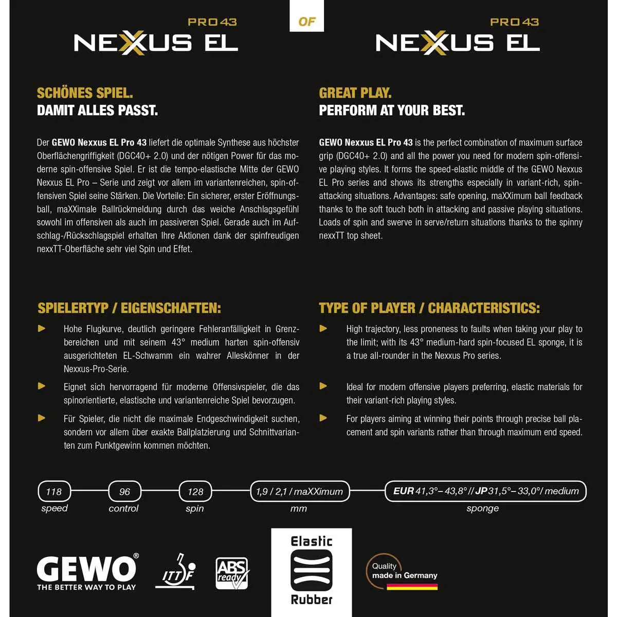 Gewo Nexxus EL Pro 43 Gewo SE - tabletennisstore.eu